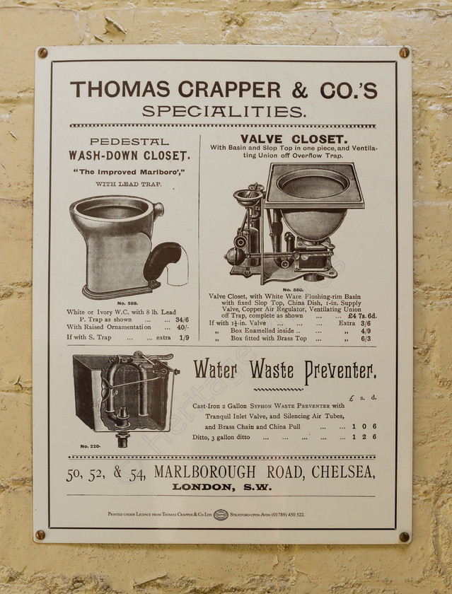 IMG 8375 
 Thomas Crapper & Co's, 'specialities' sign. 
 Keywords: Sign Signage Thomas Crapper & Co's Specialities Toilet