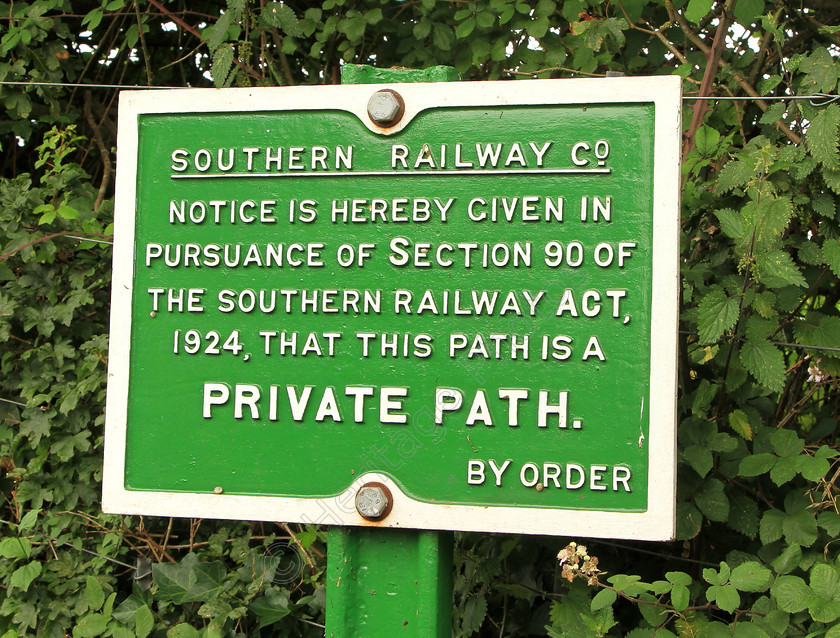 IMG 8164C 
 Southern Railway Co, 'Private Path' sign. 
 Keywords: Sign Signage Southern Railway Private Path Green Railway Station Platform