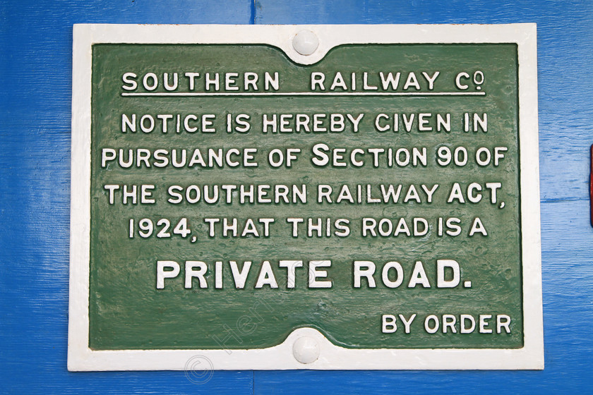 IMG 8615 
 Southern Railway Co, Private Road sign. 
 Keywords: Southern Railway Co Private Road Sign Green White Notice Is Hereby Given In Pursuance Of Section 90 Of The Southern Railway Act 1924 That This Road Is A By Order