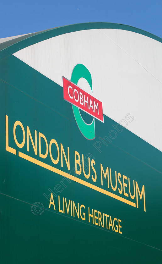 IMG 5268 
 London Bus Museum sign at Brooklands. 
 Keywords: London Bus Museum Sign Brooklands Racetrack Buses Heritage Signage Green Red Building Cobham Surrey