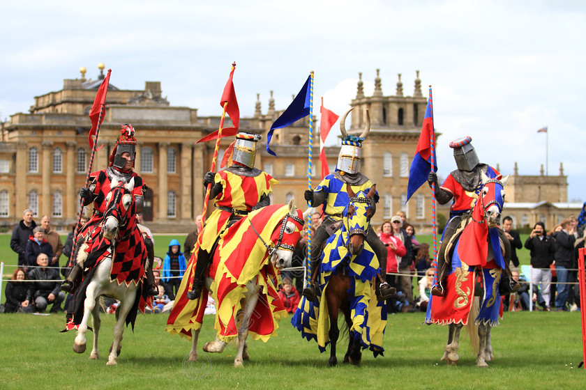 IMG 2726C 
 'The Knights Of Royal England', The Four Knights at Blenheim Palace 2012. 
 Keywords: Knights Royal England Blenheim Palace Jousting Mediaeval Lance Horse Knight Helmet Armour Flag Flags Banner
