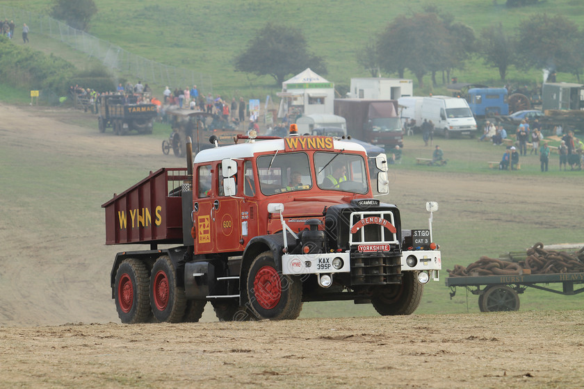 IMG 2407 
 Scammell Contractor, Diesel, built in 1976, reg KAX 395P. 
 Keywords: Scammell Contractor Diesel Built 1976 KAX 395P Great Dorset Steam Fair GDSF Truck Tractor Wagon Red Hail Haulage Wheels Tyres White Carry Machinery