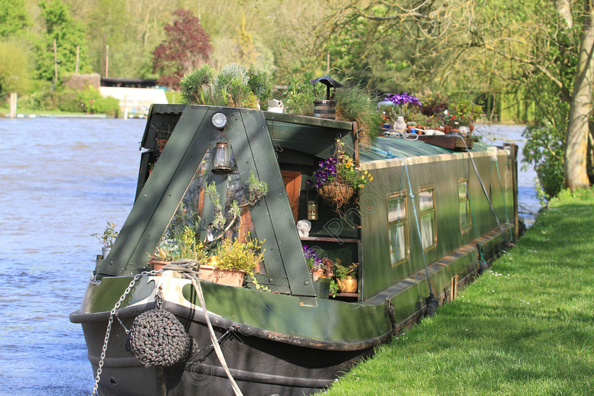 IMG 3614 
 Barge narrow boat 
 Keywords: Canal Barge Narrow Boat Canals Water Living Home Plants Trees River Moored Green River Thames Henley Live