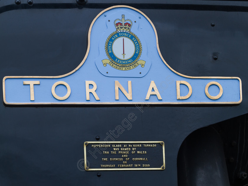 IMG-4901 
 'Tornado' LNER A1 Class 60163 RAF name plate. 
 Keywords: Tornado LNER A1 Class 60163 RAF Name Plate Blue Livery Steam Train Arthur H Peppercorn Royal Air Force Station Leeming HRH